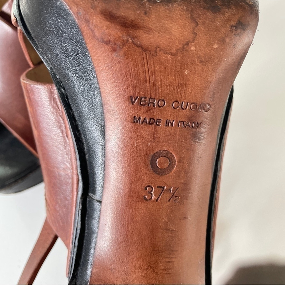 L’autre Chose Brown Leather Criss-Cross Sandle High Heel Clog Platform 7.5 - Picture 10 of 10